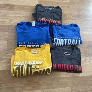 College University sports Shirts Bundle Graphic Tees Lot Of 5 Size Large